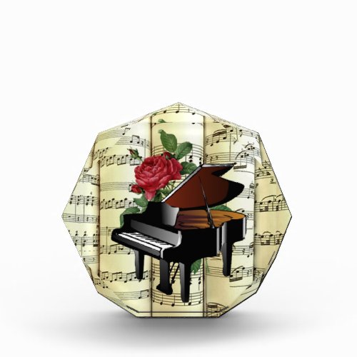 Piano  Rose  Rolled Sheet Music   Acrylic Award