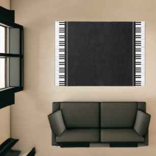 Piano Rug - Black Keyboard Music Rug