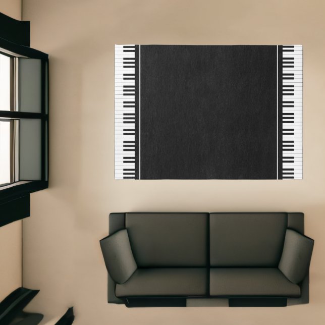 Piano Rug - Black Keyboard Music Rug (Insitu (Indoor 1))