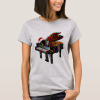 Piano Santa Hat Christmas Tree Funny Music Loves