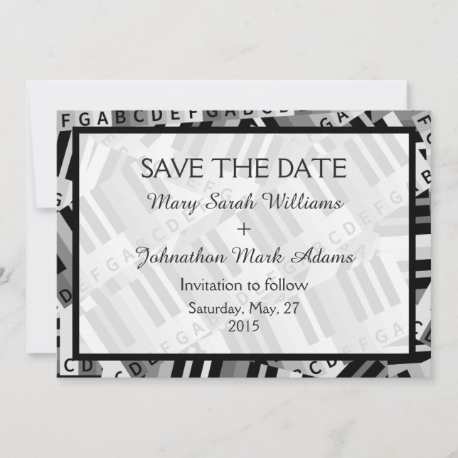 Piano Save the Date Wedding Invitation (Front)