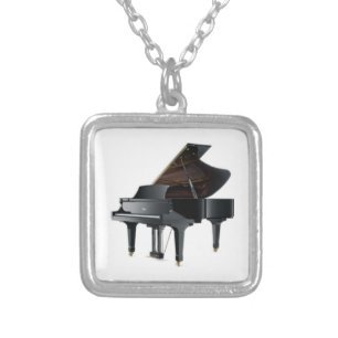 piano silver plated necklace