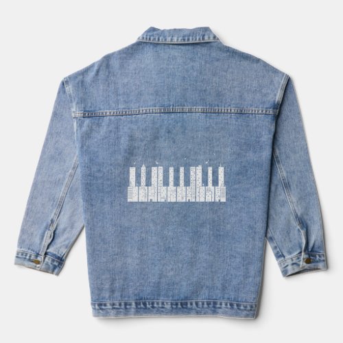 Piano Skyline Keyboard Music  Denim Jacket