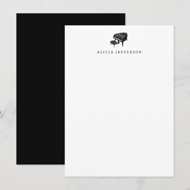 Piano Stationery - Personalized Piano Note Cards (Front/Back)