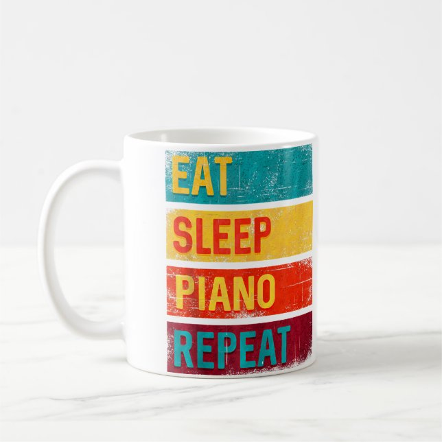Piano Student Music Gift Eat Sleep Piano Repeat Coffee Mug (Left)