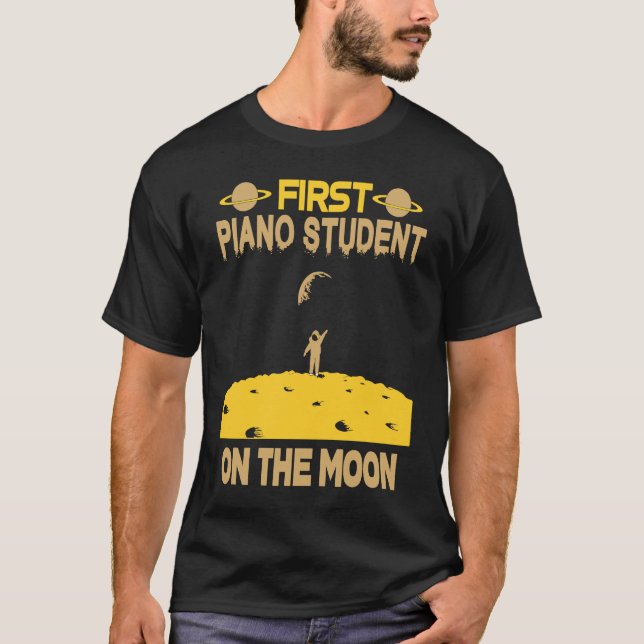 Piano Student On The Moon T-Shirt (Front)