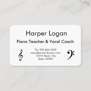 Piano Teacher and Vocal Coach Business Card