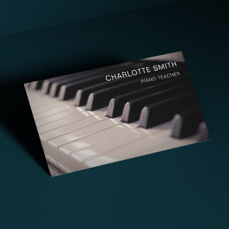 Piano Teacher Black&White Modern Business Card
