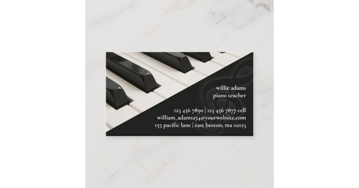 Piano Teacher Business Card Zazzle