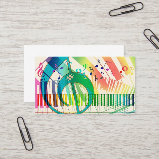 Piano Teacher Business Card (Front/Back In Situ)