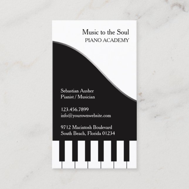 Piano Teacher Business Card Template (Front)