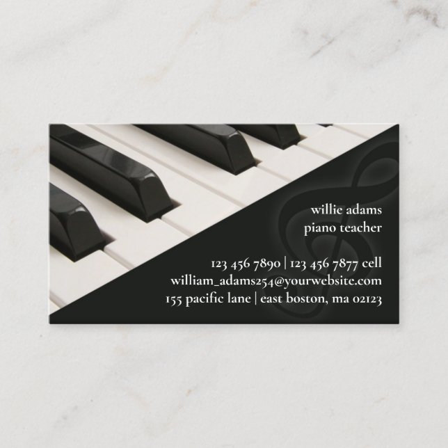 Piano Teacher Business Card Template (Front)