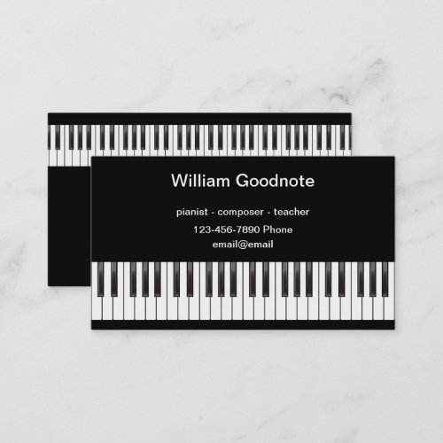 Piano Teacher Composer Pianist Theme Business Card