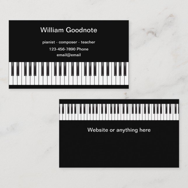 Piano Teacher Composer Pianist Theme Business Card (Front/Back)