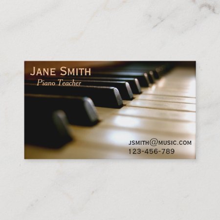 Piano Teacher Freelance Music Tutor Professional Business Card