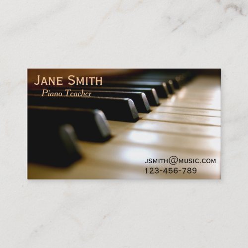 Piano Teacher freelance music tutor professional Business Card Template