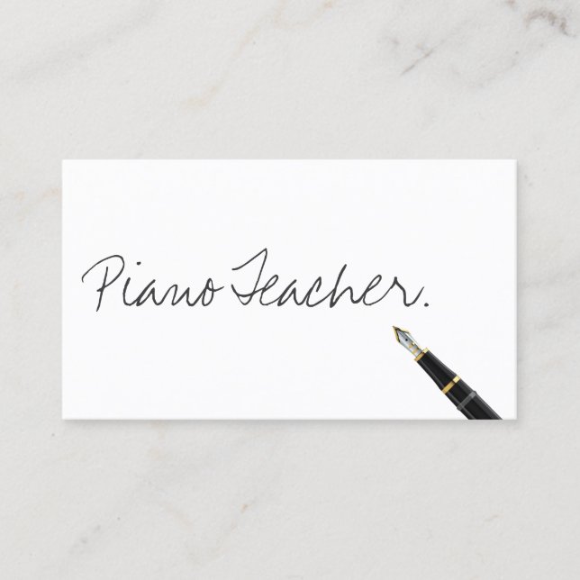 Piano Teacher Handwritten Typography Music Business Card (Front)