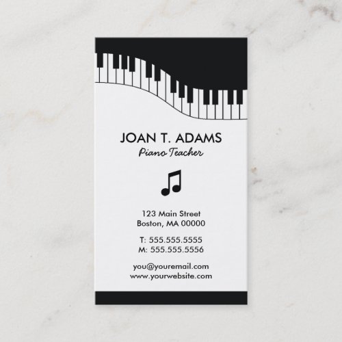 Piano Teacher Keyboard Music Business Cards