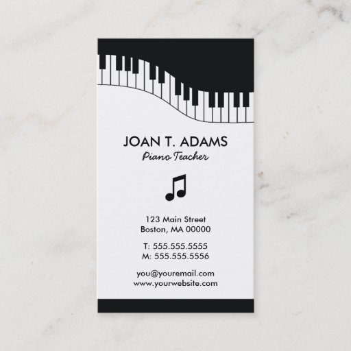 Customizable Piano Teacher Keyboard Music Business Cards