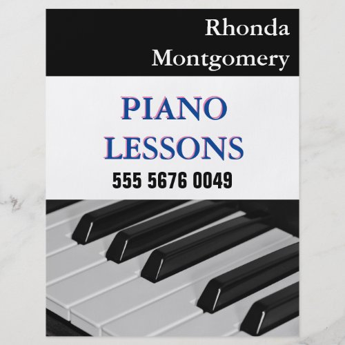 Piano Teacher Lessons Business Advertising Flyer