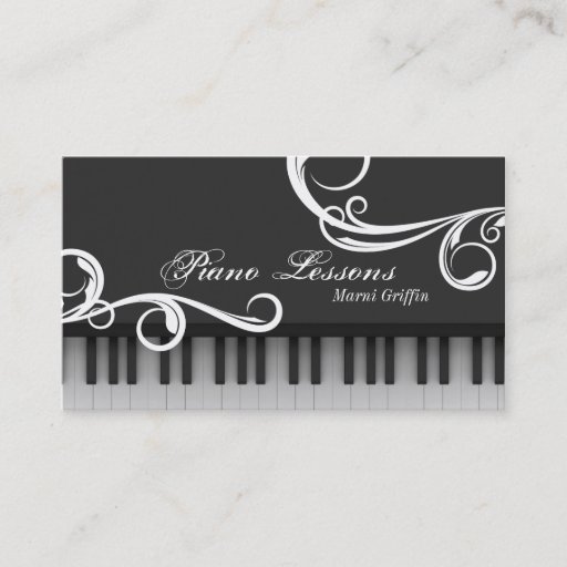 Customizable Piano Teacher Lessons Business Card Elegant Swirl