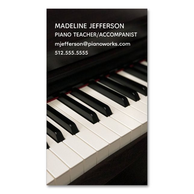 Piano Teacher Music Accompanist Modern Pianist Business Card Magnet (Front Vertical)