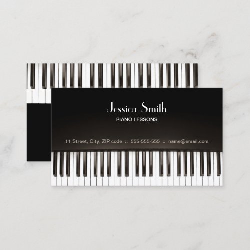 Piano Teacher Music Lessons Black Business Card