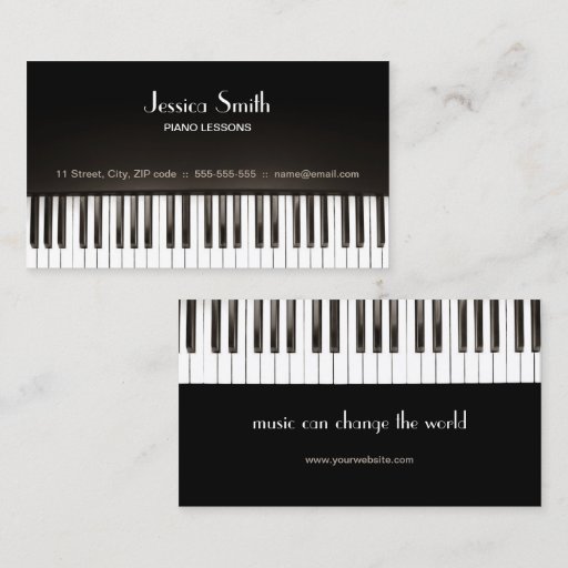 Customizable Piano Music business card