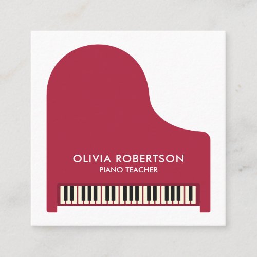 Piano Teacher, Music Studio, Piano Tutor, Pianist Square Business Card