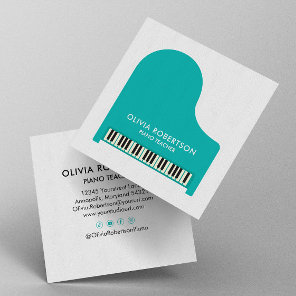 Piano Teacher, Music Studio, Piano Tutor, Pianist Square Business Card