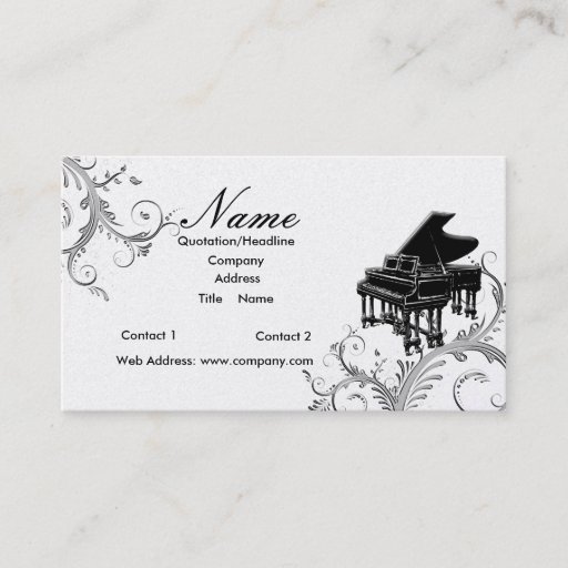 Customizable Piano Teacher or Sales Grand Piano Business Cards