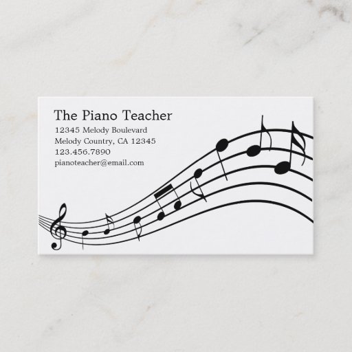 Customizable Piano Teacher Pianist Musician's Business Card