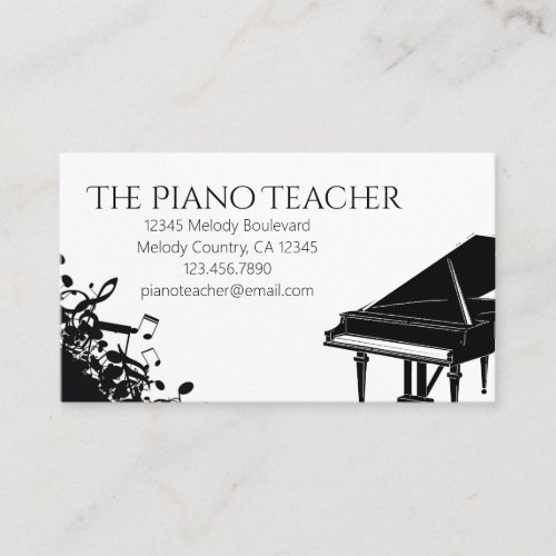 Piano Teacher Pianist Musicians Business Card