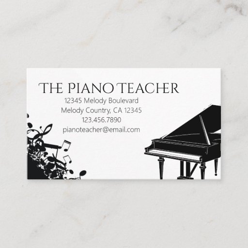 Customizable Piano Teacher Pianist Musician's Business Card