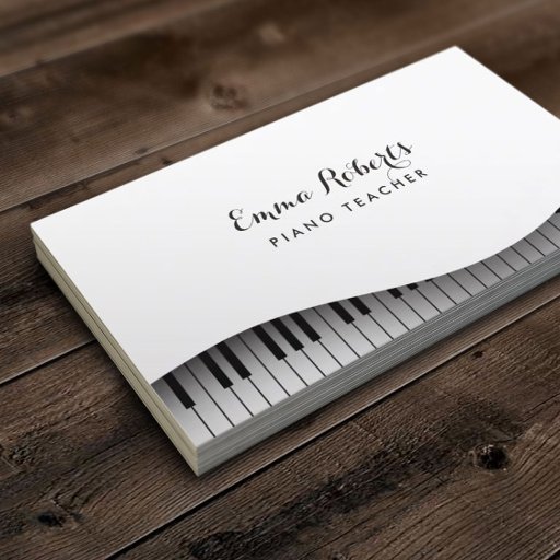 Customizable Piano Teacher Piano Keyboard Elegant Music Business Card