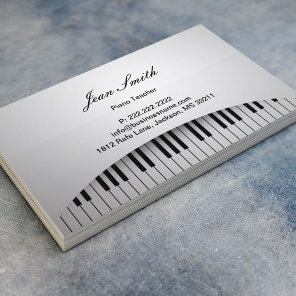 Piano Teacher Pure White Piano Keys Music Business Card