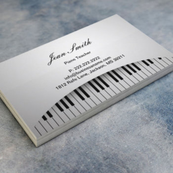 Piano Teacher Pure White Piano Keys Music Business Card by cardfactory at Zazzle