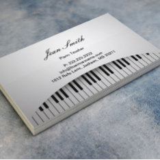 Piano Teacher Pure White Piano Keys Music Business Card at Zazzle