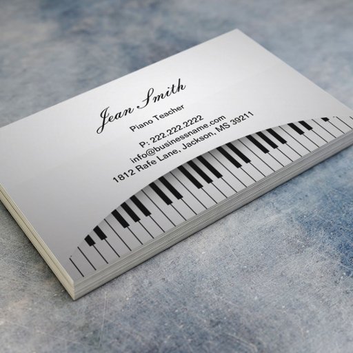 Customizable Pure White Piano Keys Piano Teacher Profile Card Business Card Templates