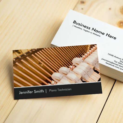 Customizable Piano Technician  Piano Tuner - Elegant and Chic Business Card Templates