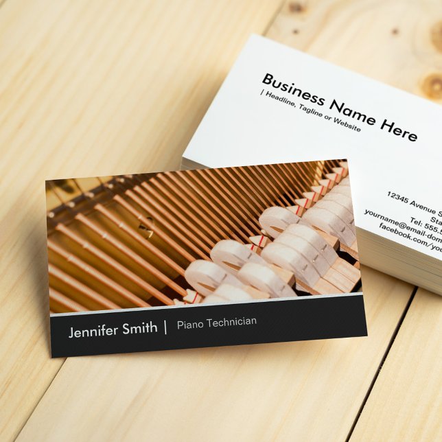 Piano Technician  Piano Tuner - Elegant and Chic Business Card (Creator Uploaded)