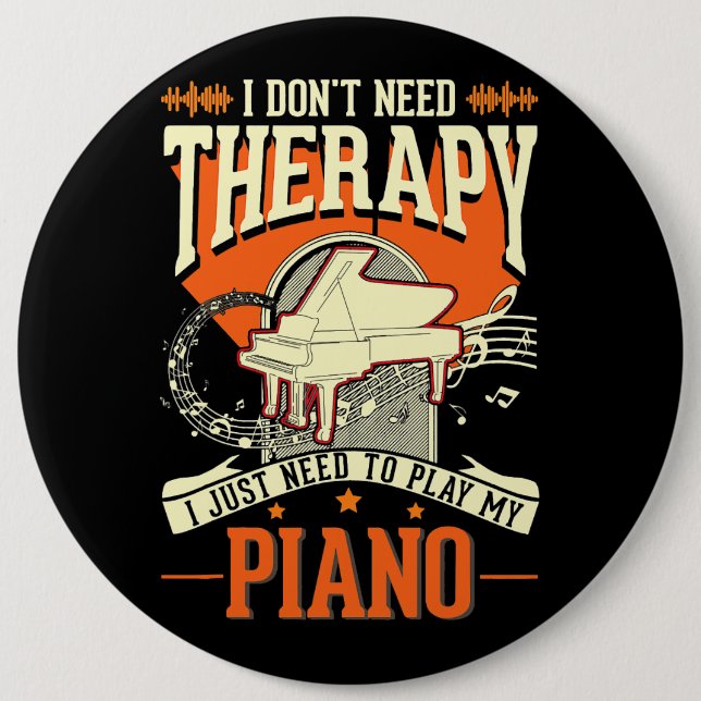 Piano Therapy Piano Player Pianist 3 Button (Front)