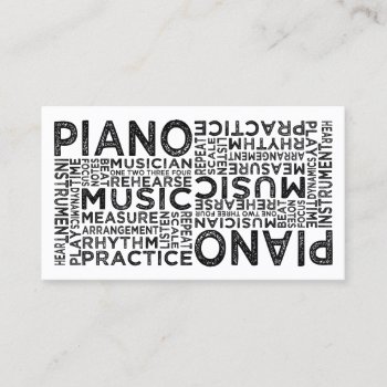 Piano Typography Business Card by MusicShirtsGifts at Zazzle