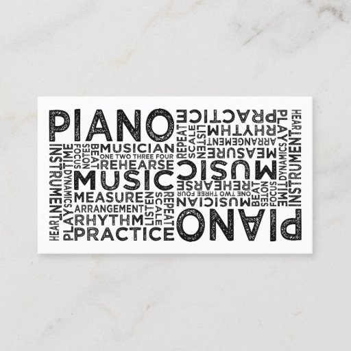 Customizable Piano Typography Business Card Templates