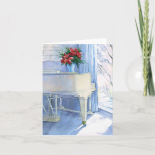 piano watercolor blank card
