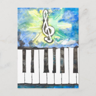 Piano Watercolor Postcard