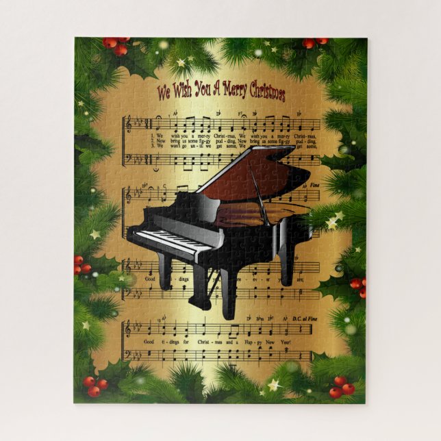 Piano ~ “We Wish You A Merry Christmas” ~ Jigsaw Puzzle (Vertical)