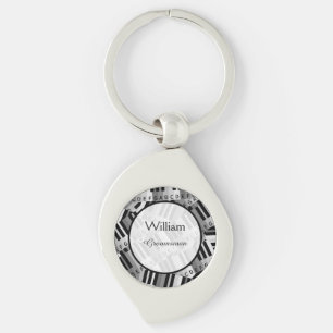 Piano Wedding Black and White Keepsake Keychain