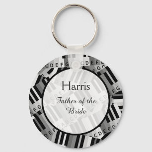 Piano Wedding Black and White Keepsake Keychain