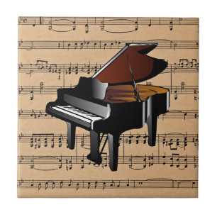 Piano ~ With Sheet Music Background Tile